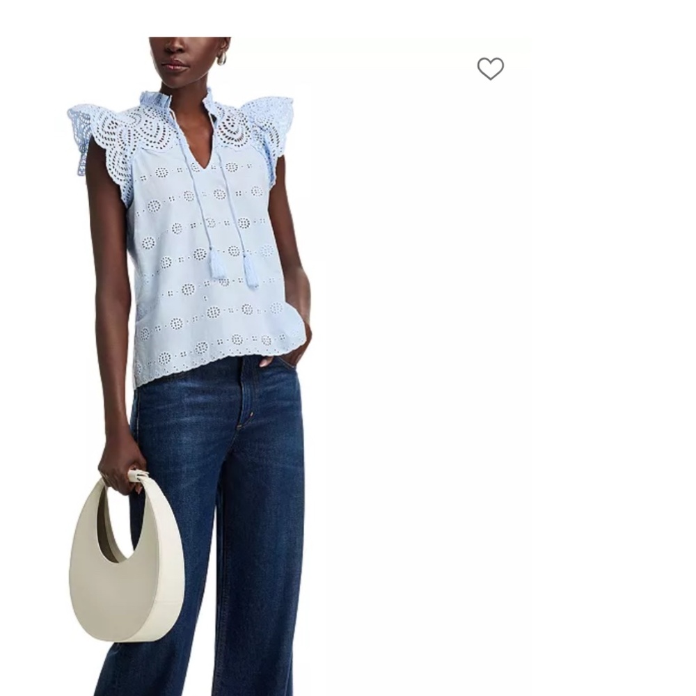 AQUA Cotton Eyelet Flutter Sleeve Top – NWT – Blue